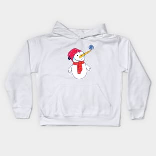 Cute Snowman with a Snowflake Kids Drawing Kids Hoodie